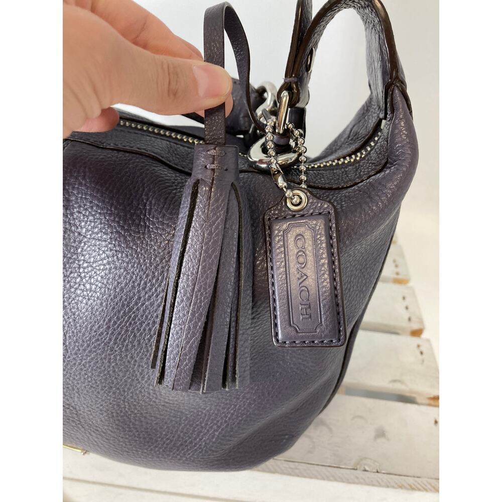 COACH F23960 PURPLE -GRAY PEBBLED LEATHER HOBO BAG - Picture 8 of 16